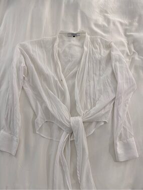 CBK White Tie-Front Blouse (Size M)